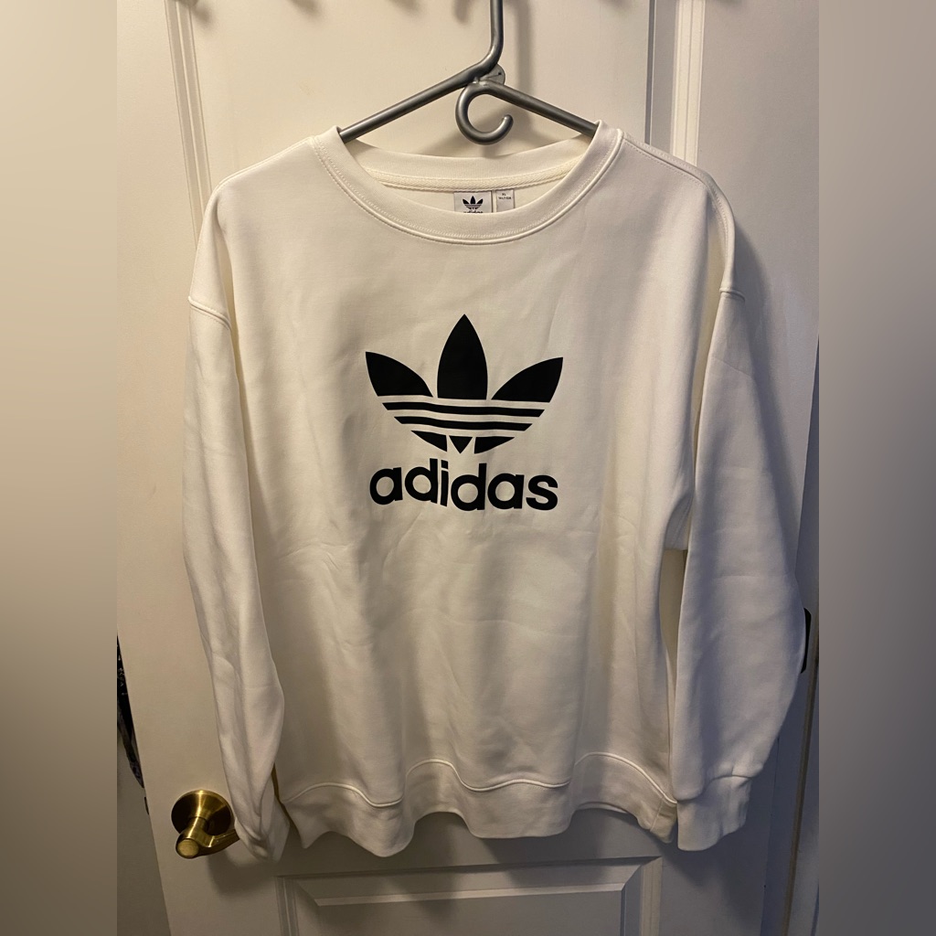 Adidas Off White Sweatshirt With Black Logo